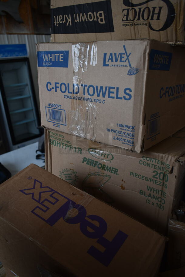 PALLET LOT of 22 BRAND NEW SCRATCH AND DENT! Boxes Including 50HT1 Dart 50HT1 5" x 5" x 3" White Foam Hinged Lid Container - 500/Case, 500CFT Lavex White C-Fold Standard Weight Towel - 2400/Case, 130HBKCUTFW Visions Individually Wrapped Black Heavy Weight Plastic Fork - 1000/Case, 127CH16S Choice 16 oz. Clear RPET Shallow Hinged Deli Container - 200/Case, 382PM13KETTLE Carnival King 12 oz. Kettle for PM1360, 127CH16S Choice 16 oz. Clear RPET Shallow Hinged Deli Container - 200/Case, Smooth Double Wall Hot Cups, Choice #4 Paper Food Containers, 472WC100T Buckeye 6 Liter Class K Wet Chemical Fire Extinguisher Tagged - Rechargeable UL Rating 1A:K, 130WKFSNSPH Visions Individually Wrapped Heavy Weight White Plastic Cutlery Pack with Napkin and Salt and Pepper Packets - 500/Case, 500CC16 Choice Clear PET Customizable Plastic Cold Cup - 16 oz. - 1000/Case, 129MCR24B Choice 24 oz. Black Round Microwavable Heavy Weight Container with Lid 7 1/4" - 150/Case.. 22 Times Your Bid! - Image 8 of 12