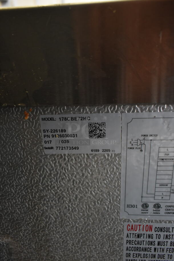BRAND NEW SCRATCH AND DENT! 2022 Avantco 178CBE72HC Stainless Steel Commercial 4 Drawer Chef Base on Commercial Casters. 115 Volts, 1 Phase. Tested and Working! - Image 12 of 12