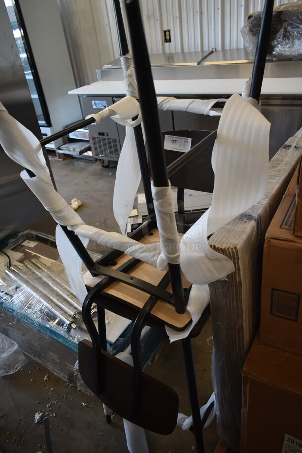 2 BRAND NEW SCRATCH AND DENT! Wood Pattern Bar Height Chair on Black Metal Legs. 2 Times Your Bid! - Image 2 of 6