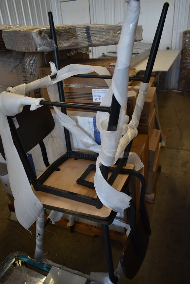 2 BRAND NEW SCRATCH AND DENT! Wood Pattern Bar Height Chair on Black Metal Legs. 2 Times Your Bid! - Image 3 of 6