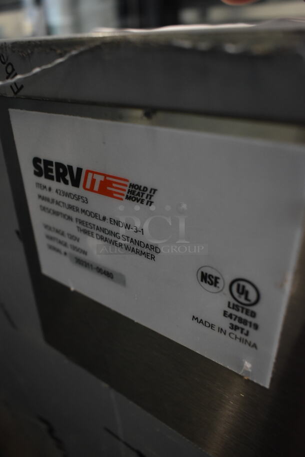 BRAND NEW SCRATCH AND DENT! 2023 ServIt 423WDSFS3 Stainless Steel Commercial 3 Drawer Warming Drawer. 120 Volts, 1 Phase. Cannot Test Due To Cut Power Cord - Image 9 of 10