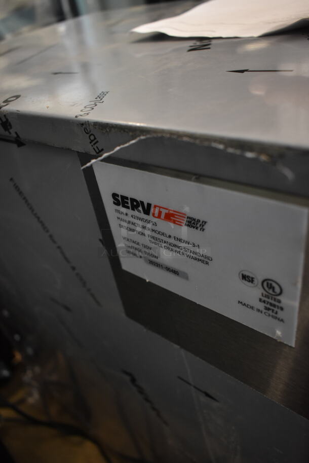BRAND NEW SCRATCH AND DENT! 2023 ServIt 423WDSFS3 Stainless Steel Commercial 3 Drawer Warming Drawer. 120 Volts, 1 Phase. Cannot Test Due To Cut Power Cord - Image 10 of 10