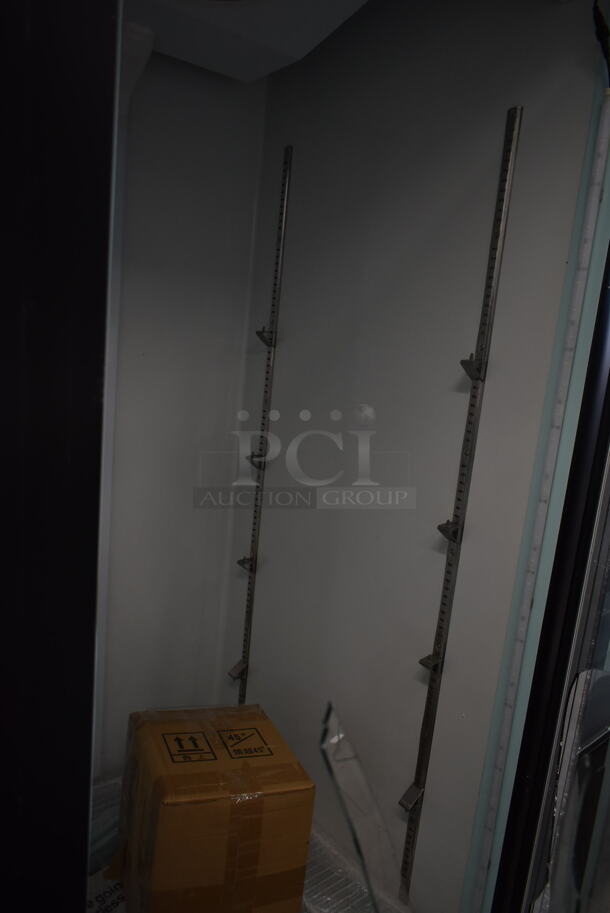 BRAND NEW SCRATCH AND DENT! 2022 Avantco 178GDC24FHCB Metal Commercial Single Door Reach In Cooler Merchandiser w/ Poly Coated Racks. See Pictures For Glass Damage. 115 Volts, 1 Phase. Tested and Working! - Image 7 of 7