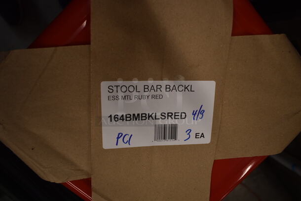 3 BRAND NEW SCRATCH AND DENT! Lancaster Table & Seating 164BMBKLSRED Alloy Series Ruby Red Outdoor Backless Barstool. 3 Times Your Bid! - Image 3 of 3