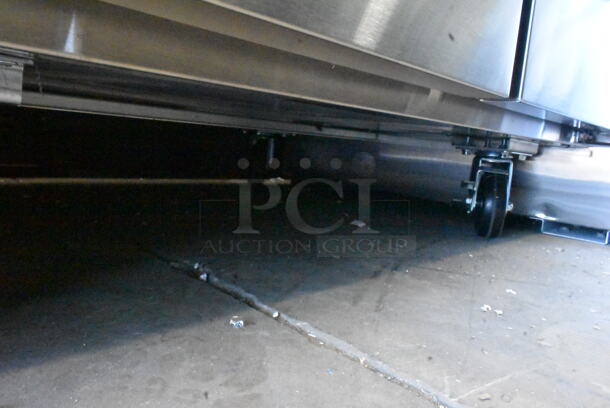 BRAND NEW SCRATCH AND DENT! 2023 Avantco 178SSWT36RHC Stainless Steel Commercial 2 Door Work Top Cooler on Commercial Casters. 115 Volts, 1 Phase. Tested and Working! - Image 5 of 8