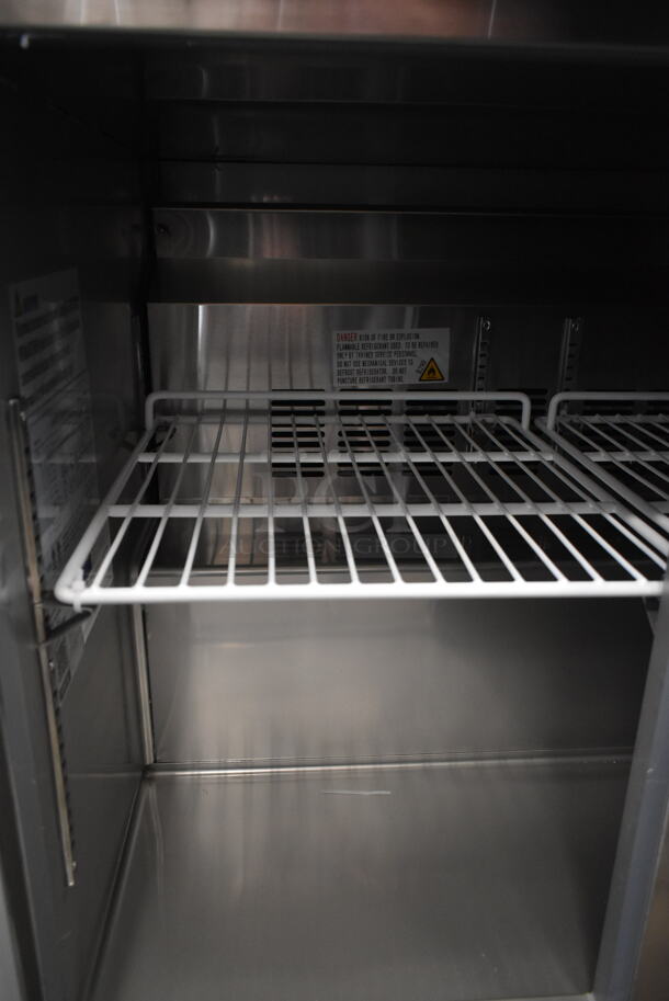 BRAND NEW SCRATCH AND DENT! 2023 Avantco 178SSWT36RHC Stainless Steel Commercial 2 Door Work Top Cooler on Commercial Casters. 115 Volts, 1 Phase. Tested and Working! - Image 6 of 8