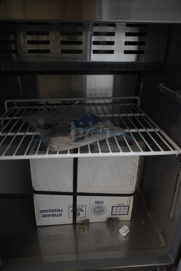 BRAND NEW SCRATCH AND DENT! 2024 Avantco 178APT48HC Stainless Steel Commercial Sandwich Salad Prep Table Bain Marie Mega Top on Commercial Casters. 115 Volts, 1 Phase. Tested and Working! - Image 8 of 8
