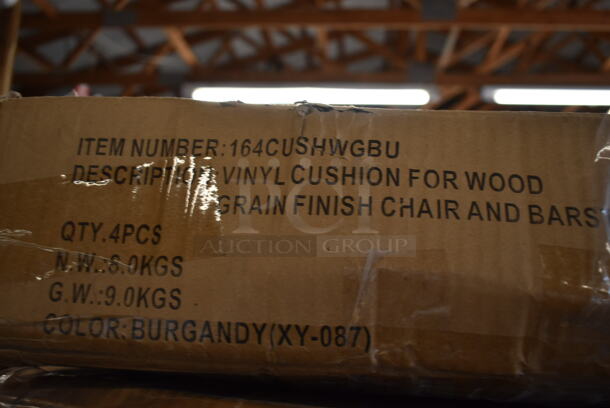 2 Boxes of 4 BRAND NEW SCRATCH AND DENT! Lancaster Table & Seating 164CUSHWGBU Spartan Series 2 1/2" Burgundy Vinyl Padded Seat for Chair and Barstool. 2 Times Your Bid! - Image 2 of 4