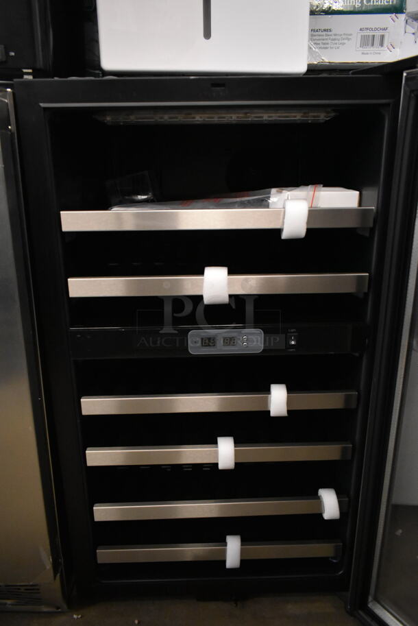 BRAND NEW SCRATCH AND DENT! Whirlpool WWC287BLS-1 22 Inch Dual Zone Wine Cellar Merchandiser with 38-Bottle Capacity, Stainless Steel Trimmed Wood Shelves. 115 Volts, 1 Phase. Tested and Working! - Image 4 of 6