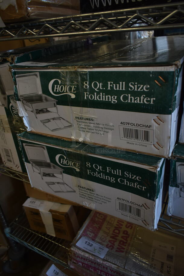 3 BRAND NEW SCRATCH AND DENT! Choice 407FOLDCHAF 8 Qt. Folding Chafer with Stainless Steel Cover and Handle. 3 Times Your Bid! - Image 2 of 2