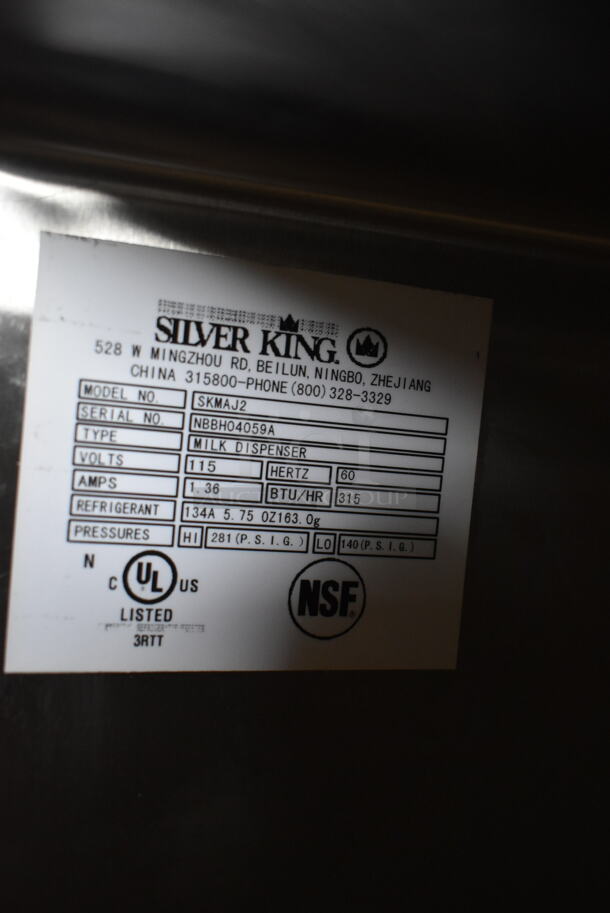 BRAND NEW SCRATCH AND DENT! Silver King SKMAJ2 Stainless Steel Commercial Countertop Milk Dispenser. 115 Volts, 1 Phase. Tested and Working! - Image 7 of 7