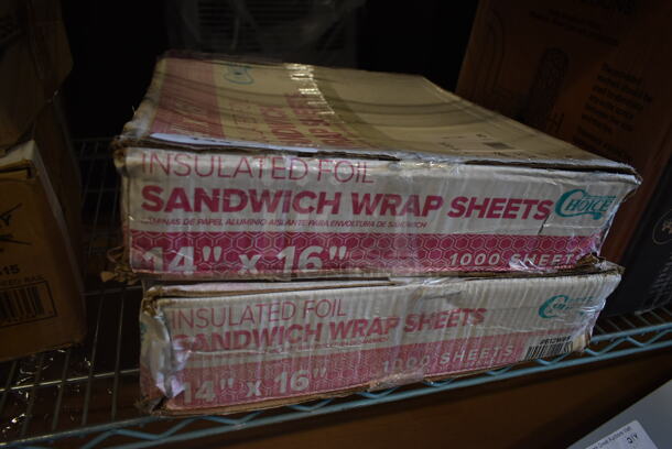 2 Boxes BRAND NEW SCRATCH AND DENT! Choice 612W65  Insulated Foil Sandwich Wrap Sheets 14" x 16" - 1000/Case. 2 Times Your Bid! - Image 2 of 2