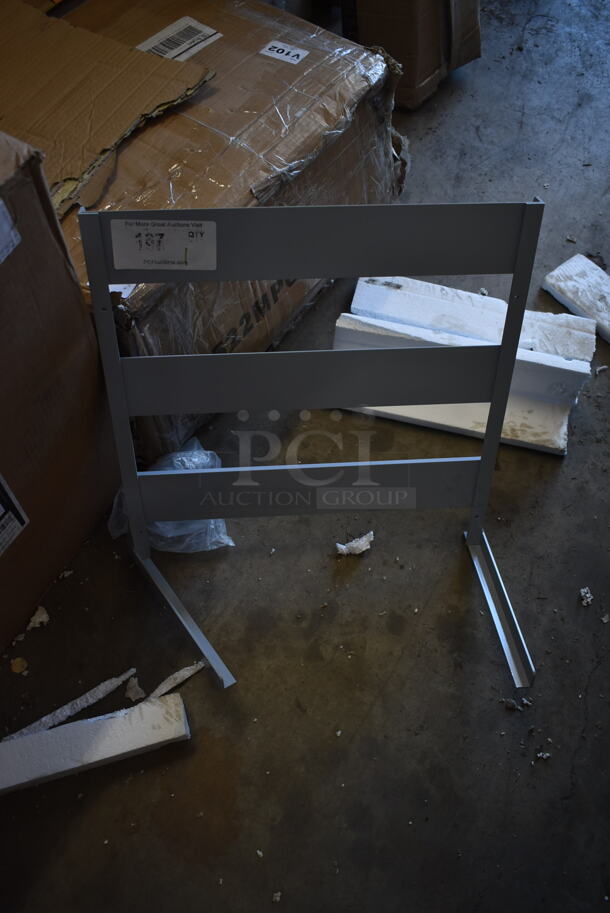 BRAND NEW SCRATCH AND DENT! Gray Metal Back Rest for Chair. - Image 1 of 2
