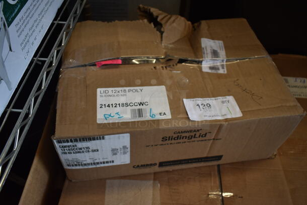 BRAND NEW SCRATCH AND DENT! Box of 6 Cambro 1218SCCW135 Camwear 18" x 12" Clear Sliding Lid for Food Storage Box - Image 2 of 2