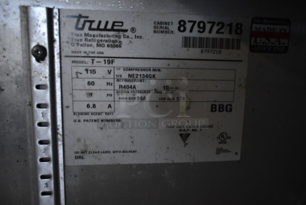 2016 True T-19F Stainless Steel Commercial Single Door Reach In Freezer w/ Poly Coated Racks. 115 Volts, 1 Phase.  - Image 3 of 4