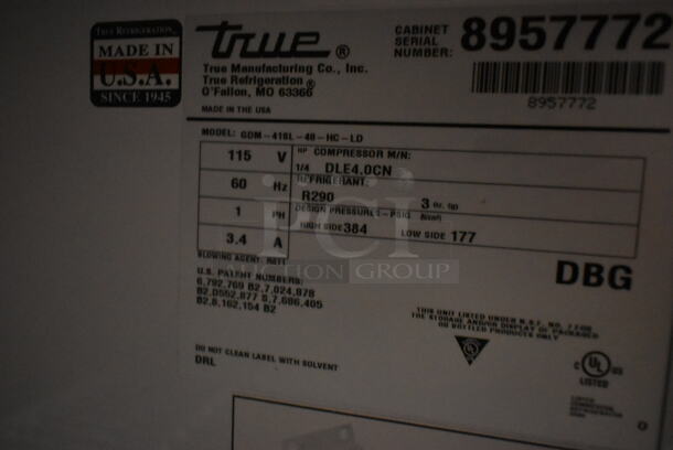 2016 True GDM-41SL-48-HC-LD Metal Commercial 2 Door Reach In Cooler Merchandiser w/ Poly Coated Racks. 115 Volts, 1 Phase. Tested and Working! - Image 3 of 3