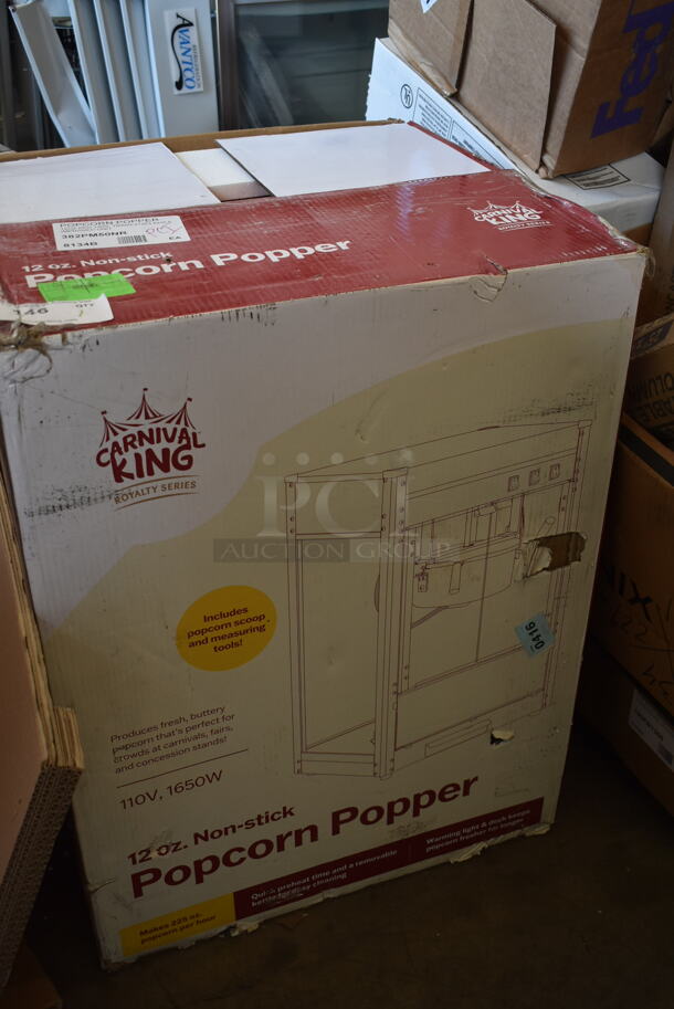 BRAND NEW SCRATCH AND DENT! Carnival King 382PM50NR Royalty Series 12 oz. Red Commercial Popcorn Machine / Popper. 120 Volts, 1 Phase.  - Image 2 of 2