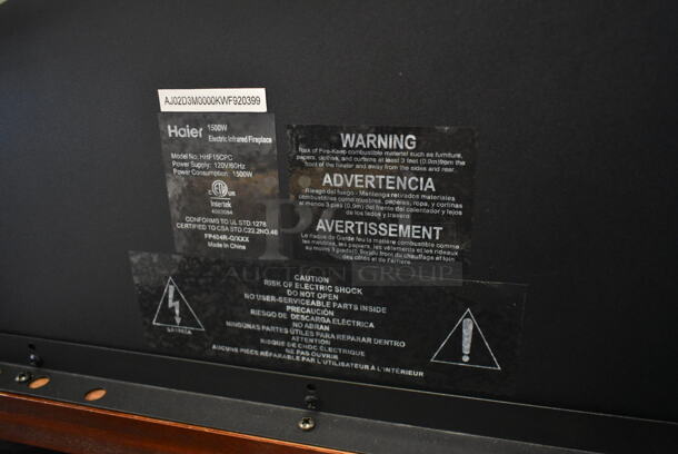 BRAND NEW SCRATCH AND DENT! Haier HHF15CPC Electric Powered Infrared Fireplace. 5,200 BTU. 120 Volts, 1 Phase. Tested and Working! - Image 2 of 3