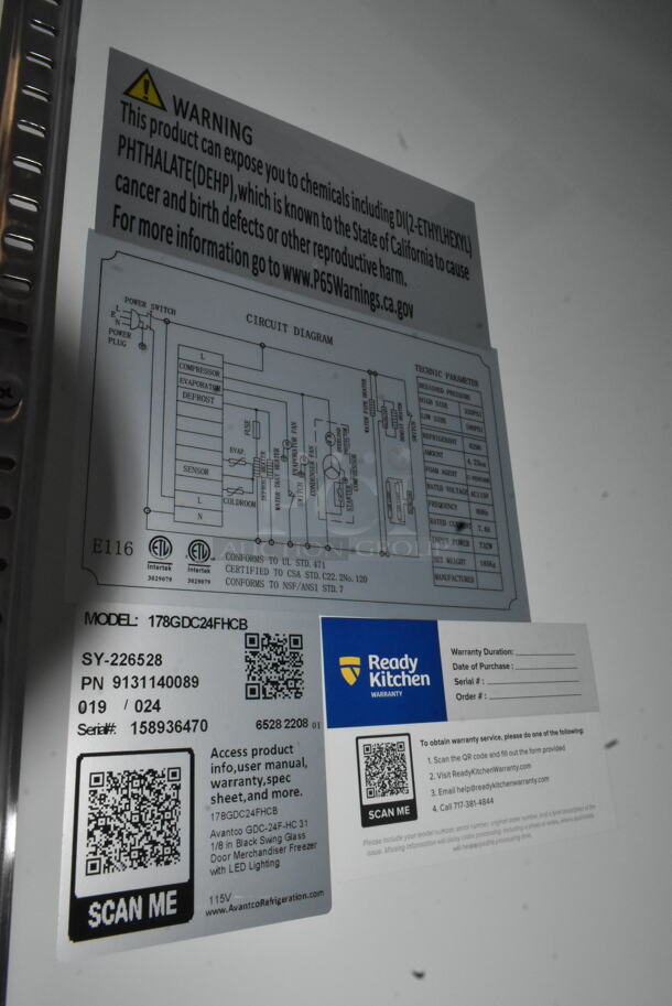 BRAND NEW SCRATCH AND DENT! 2022 Avantco 178GDC24FHCB Metal Commercial Single Door Reach In Cooler Merchandiser w/ Poly Coated Racks. 115 Volts, 1 Phase. Tested and Working! - Image 6 of 7