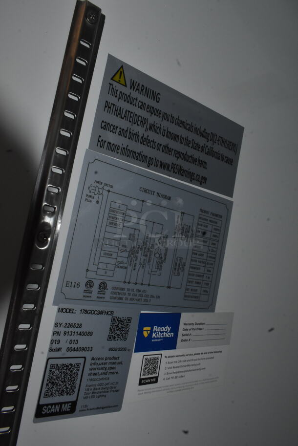 BRAND NEW SCRATCH AND DENT! 2022 Avantco 178GDC24FHCB Metal Commercial Single Door Reach In Cooler Merchandiser w/ Poly Coated Racks. See Pictures For Glass Damage. 115 Volts, 1 Phase. Tested and Working! - Image 6 of 7