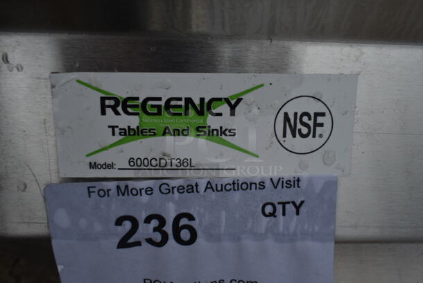 BRAND NEW SCRATCH AND DENT! Regency 600CDT36L 16 Gauge 3' Clean Dish Table - Left Drainboard - Image 3 of 3