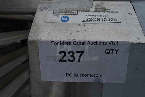 BRAND NEW SCRATCH AND DENT! Steelton 522CS12424 29 1/2" 18-Gauge Stainless Steel One Compartment Commercial Sink without Drainboard - 24" x 24" x 12" Bowl. No Legs.  - Image 4 of 4