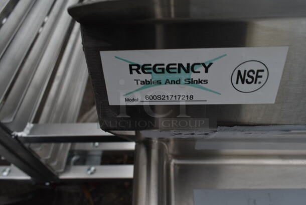 BRAND NEW SCRATCH AND DENT! Regency 600S21717218 Stainless Steel Commercial 2 Bay Sink w/ Dual Drain boards. Bays 17x17x12. Drain Boards 16.5x18.5. No Legs.  - Image 3 of 4