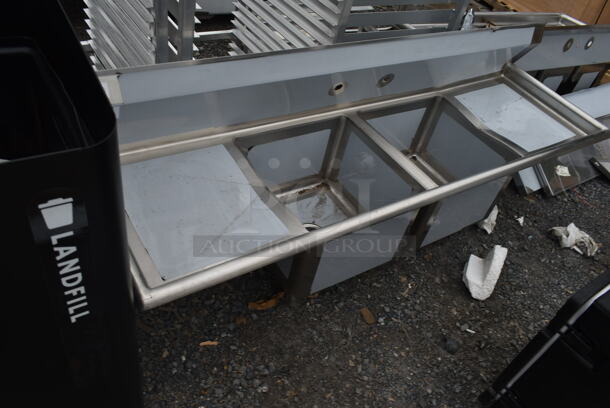 BRAND NEW SCRATCH AND DENT! Regency 600S21717218 Stainless Steel Commercial 2 Bay Sink w/ Dual Drain boards. Bays 17x17x12. Drain Boards 16.5x18.5. No Legs.  - Image 4 of 4