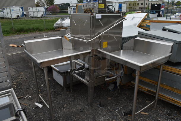 Knight KLE 175 GT Stainless Steel Commercial Corner Pass Through Dishwasher w/ Left and Right Side Clean Dishwasher Tables. 120 Volts, 1 Phase.  - Image 1 of 7