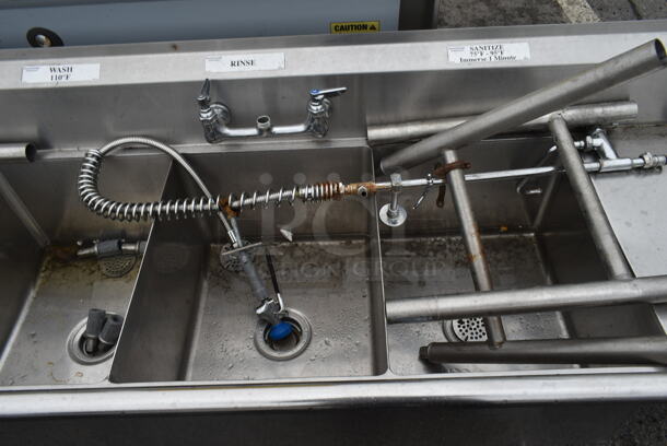 Stainless Steel Commercial 3 Bay Sink w/ Dual Drain Boards. Bays 16x20. Drain Boards 34x22, 22x22 - Image 2 of 3