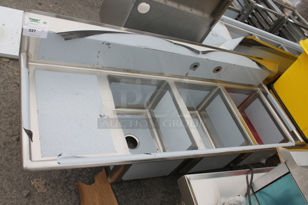 BRAND NEW SCRATCH AND DENT! Regency 600S3162018L Stainless Steel 3 Bay Sink w/ Left Side Drain Board. No Legs.  - Image 2 of 7