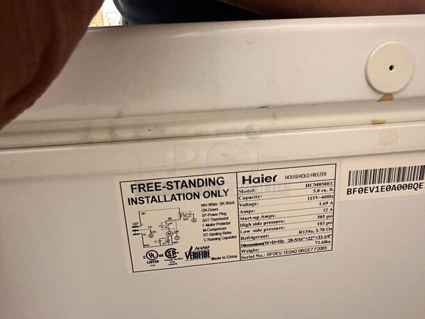 Haier 5.0 Cu. Ft. Capacity Freezer with Removable Basket: White 115 Volt Working - Image 4 of 6
