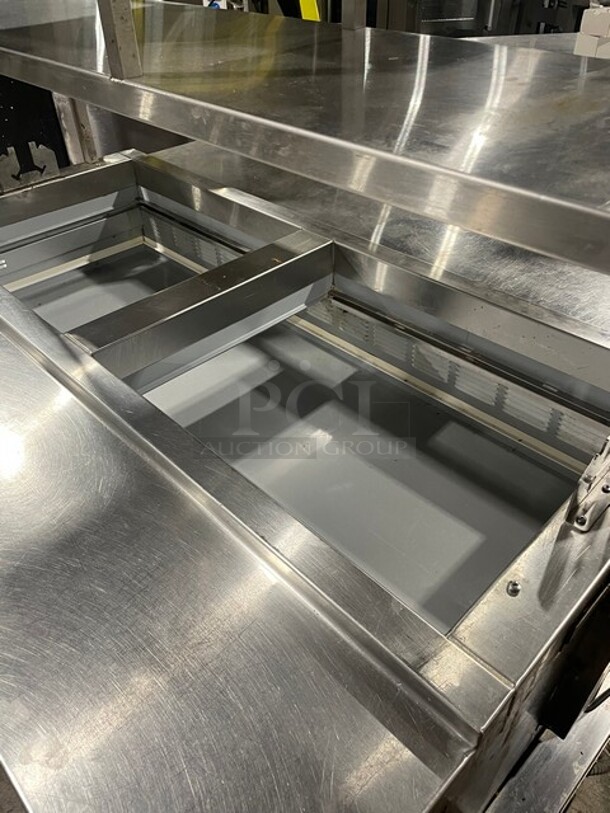 Beverage Air Sandwich/Salad Prep Table! With 3 Tire Overhead Shelf And 2 Door Underneath Storage Space! On Legs! MODEL SPE60-24M-006 SN:12010763 155V 1PH - Image 5 of 10