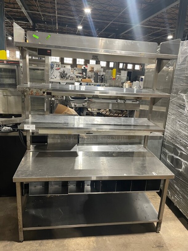 Franke All Stainless Steel Prep/Delivery Counter! With Under The Hood Heat Lamp and Build In Cubby's For Utensils! SN: 307160000534 120V 1PH - Image 1 of 11
