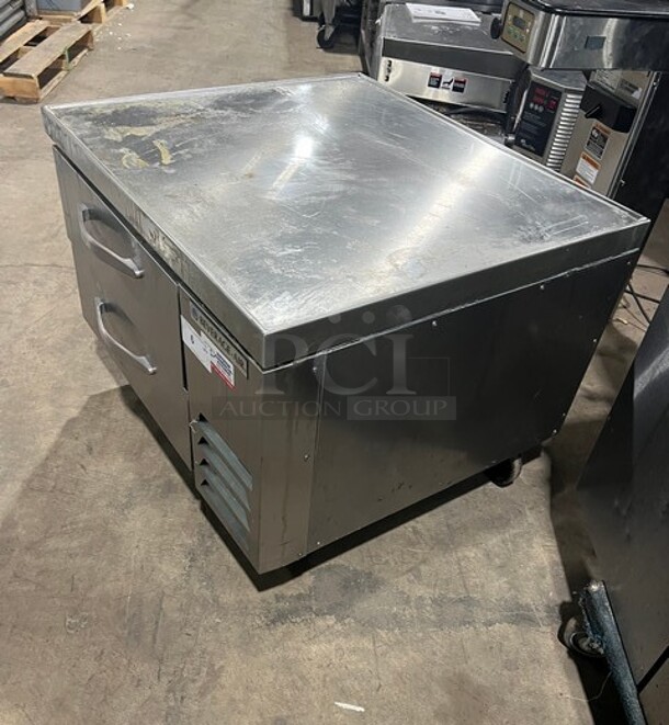 Beverage Air Stainless Steel Commercial 2 Drawer Chef Base on Commercial Casters! 
Working When Removed! MODEL WTFCS36D1 SN: 13308083 115V 1PH - Image 2 of 9