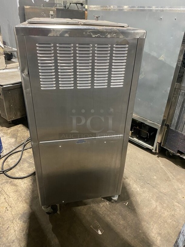 Taylor Commercial Floor Style 3 Handle Soft Serve Ice Cream Machine! All Stainless Steel! On Casters, 1 Leg! Model: 75427 SN: H9021300 208/230V 60HZ  - Image 3 of 10