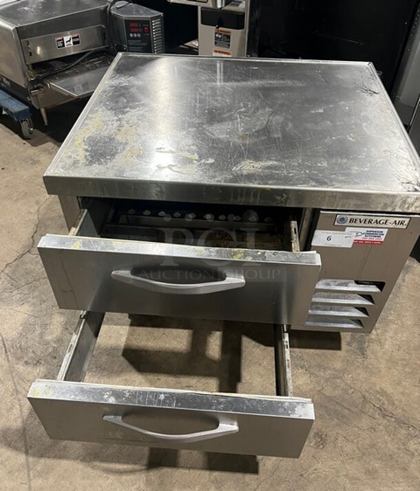 Beverage Air Stainless Steel Commercial 2 Drawer Chef Base on Commercial Casters! 
Working When Removed! MODEL WTFCS36D1 SN: 13308083 115V 1PH - Image 4 of 9