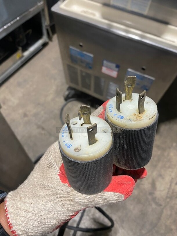 Taylor Commercial Floor Style 3 Handle Soft Serve Ice Cream Machine! All Stainless Steel! On Casters, 1 Leg! Model: 75427 SN: H9021300 208/230V 60HZ  - Image 8 of 10