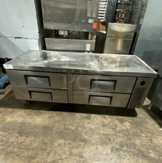 True Commercial Refrigerated 4 Drawer Chef Base! All Stainless Steel! On Casters! MODEL: TRCB72 SN: 7307092 115V 1PH