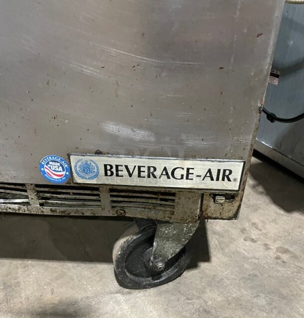 Beverage Air Stainless Steel Salad/Pizza Prep Table! With Over Head Shelf Build In Cubbies For Utensils! With 2 Door Underneath Storage Space!  On Casters! MODEL SPE36HC-15M SN: 12204295 115V 1PH - Image 9 of 11