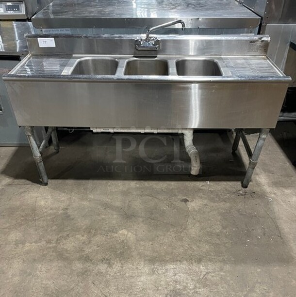 Eagle Group Stainless Steel 3 Compartment Sink With 2 Drain Boards! With Facet And Handle! - Image 1 of 10