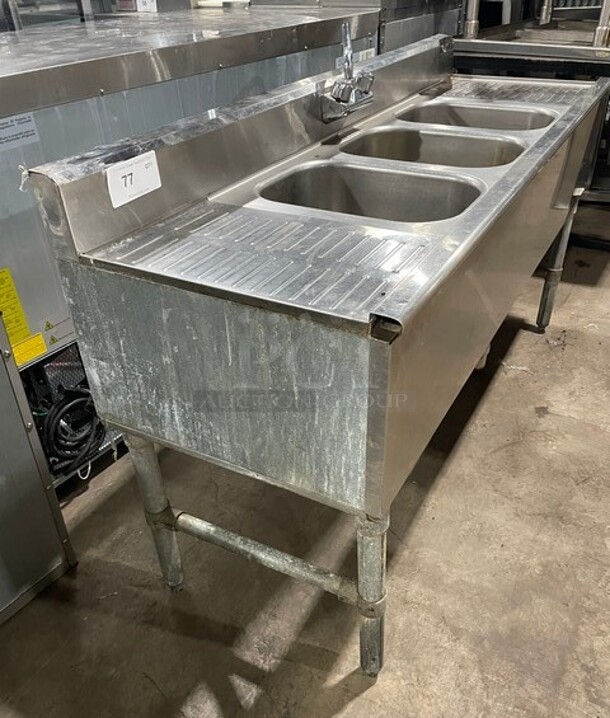 Eagle Group Stainless Steel 3 Compartment Sink With 2 Drain Boards! With Facet And Handle! - Image 2 of 10