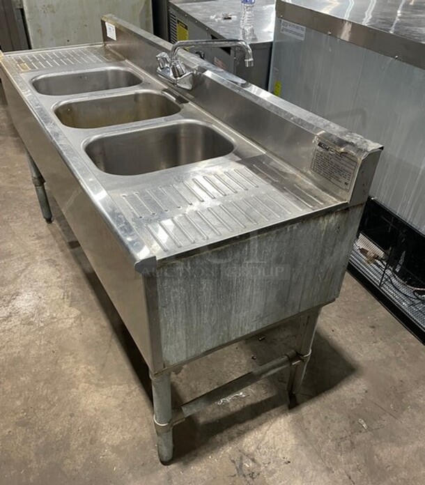 Eagle Group Stainless Steel 3 Compartment Sink With 2 Drain Boards! With Facet And Handle! - Image 4 of 10