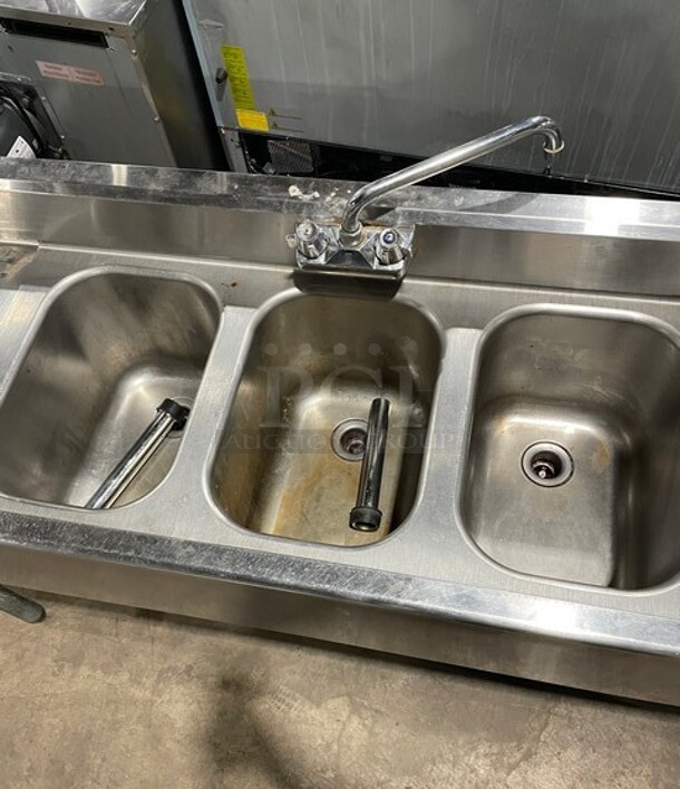 Eagle Group Stainless Steel 3 Compartment Sink With 2 Drain Boards! With Facet And Handle! - Image 5 of 10