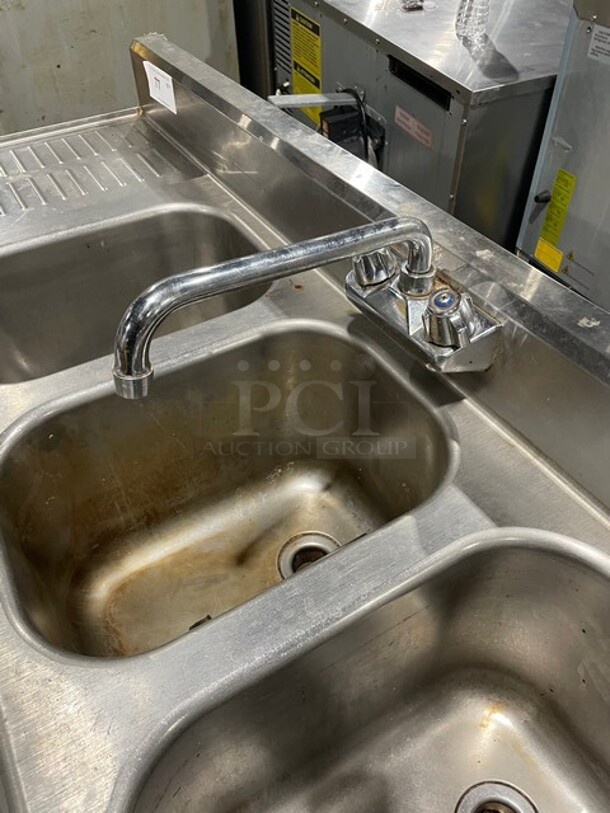 Eagle Group Stainless Steel 3 Compartment Sink With 2 Drain Boards! With Facet And Handle! - Image 6 of 10