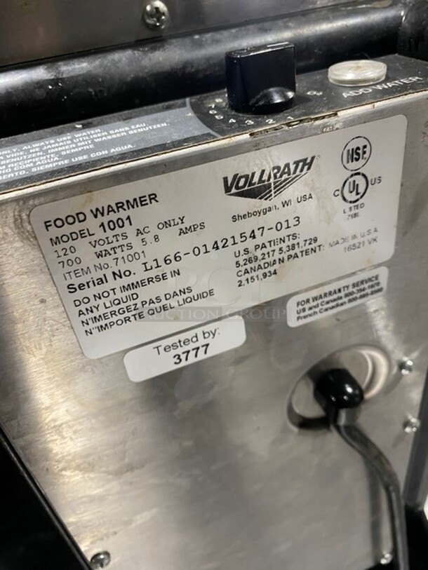 Vollrath 1001 Countertop Food Warmer-For Full Size Pan! MODEL 1001 SN: L16601421547013120v - Image 8 of 9