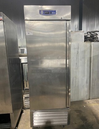 Migali Stainless Steel Reach In Cooler! With Poly Coated Racks! Model G31F! 115V! On Commercial Casters! MODEL G31F SN: 10070005M 115V 