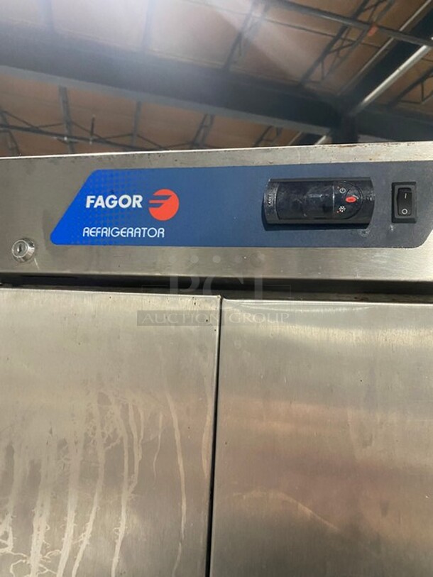 Fagor Stainless Steel Commercial Two Door Reach In Cooler w/ Poly Coated Racks on Commercial Casters! MODEL QVR2 SN: 11020148M 115V  - Image 7 of 10