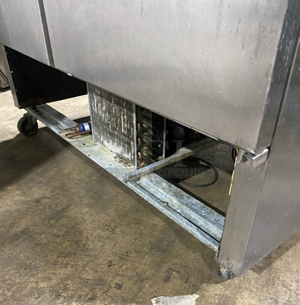 Fagor Stainless Steel Commercial Two Door Reach In Cooler w/ Poly Coated Racks on Commercial Casters! MODEL QVR2 SN: 11020148M 115V  - Image 9 of 10