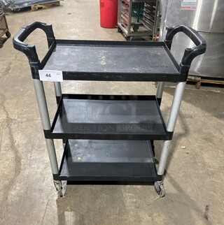 Cambro Black Utility/Bussing Cart with Three Shelves! On Commercial Casters!
